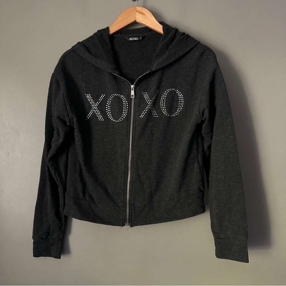 Xoxo cropped full zip sweatshirt